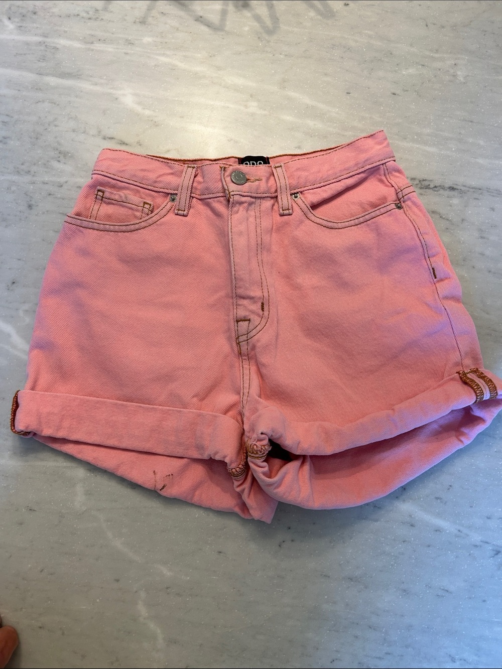 Urban Outfitters BDG Pink High-Rise Rolled-Hem Denim Shorts